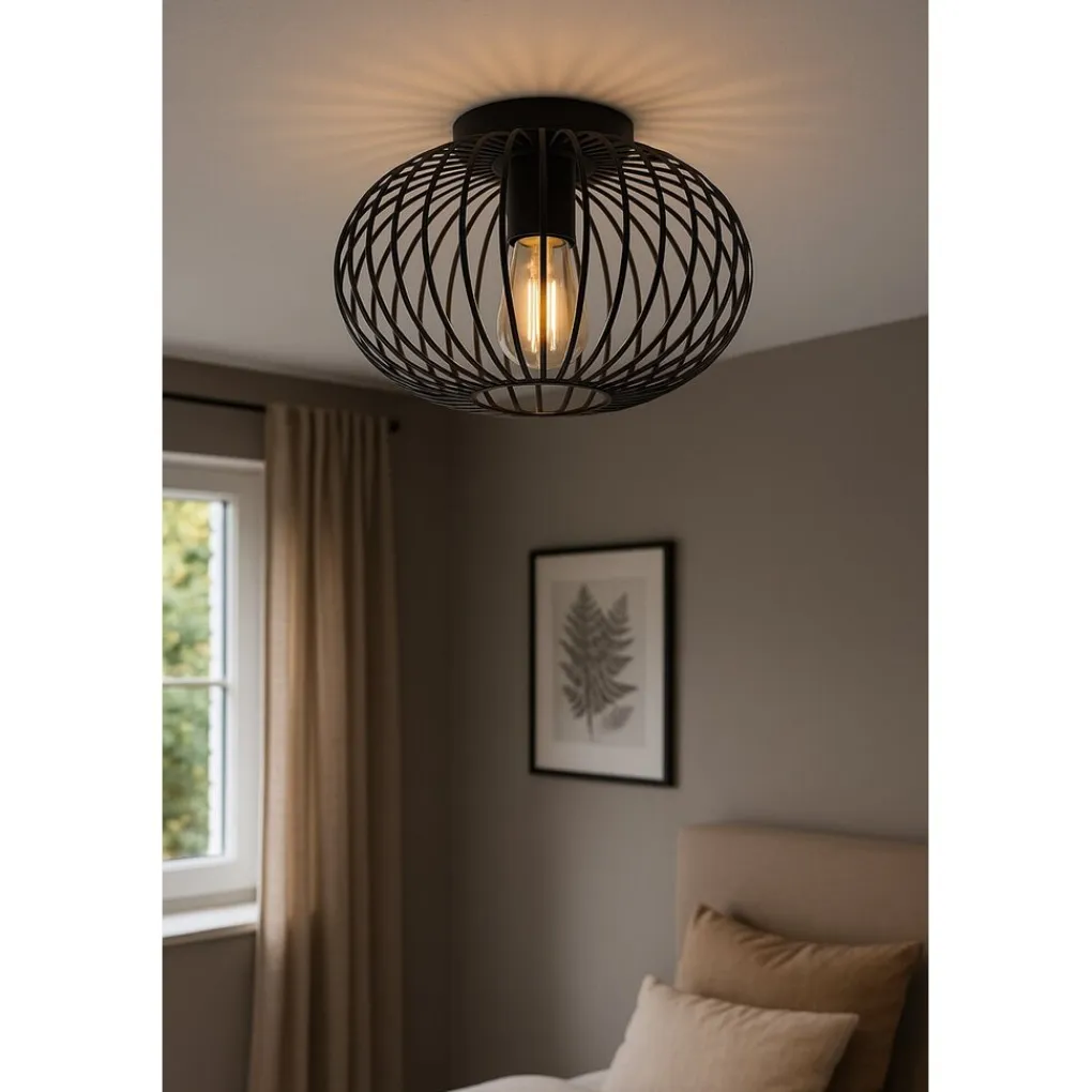 SensaHome Plafondlamp Industrieel Plafonnière van Metaal Retro Wire Kooi Design Clearance