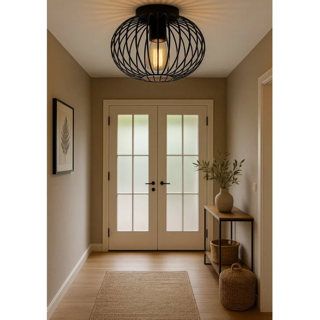 SensaHome Plafondlamp Industrieel Plafonnière van Metaal Retro Wire Kooi Design Clearance