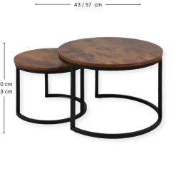 SensaHome Salontafel Set Antieke Ronde Houten Tafelset Clearance