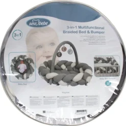 Sevibaby Roze 3-in-1 Braided Bedbumper en Babynest Best