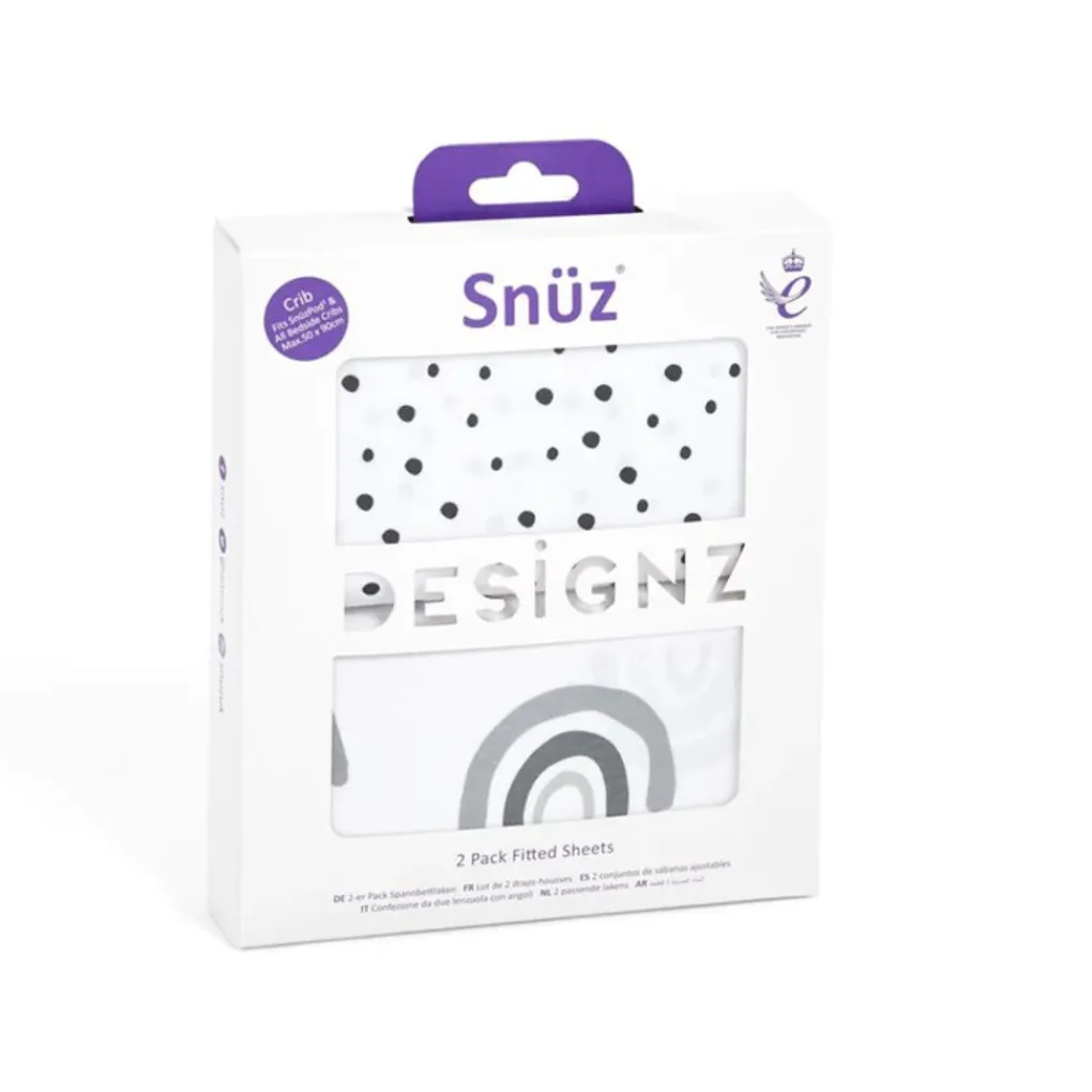 Snüz 2 Pack Hoeslaken Wieg Mono Rainbow Hot
