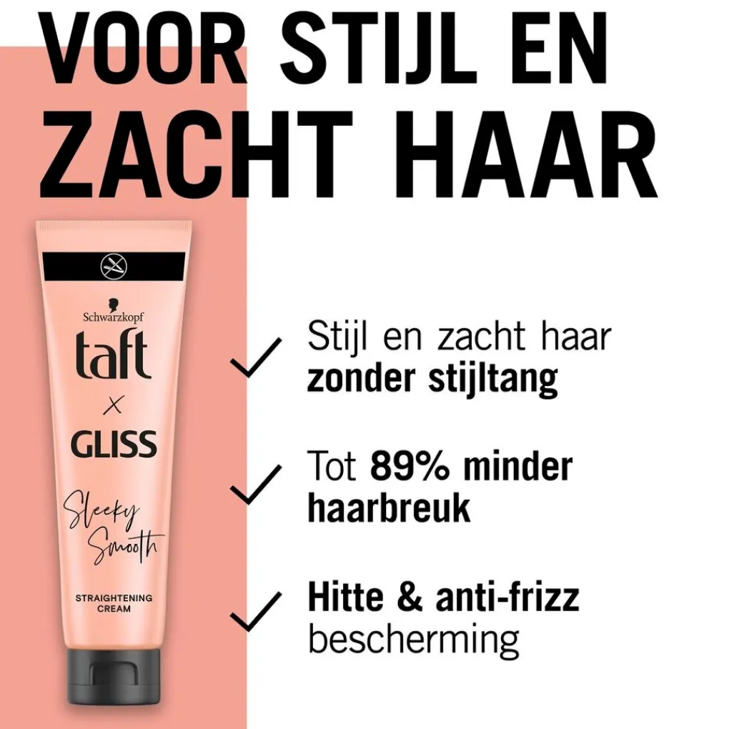 Taft x Gliss Sleeky Smooth Straightening Cream New