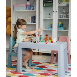 Teggi Grey/Old Rose/Turquoise Multifun 3-in-1 Tafel met Twee Stoeltjes Sale