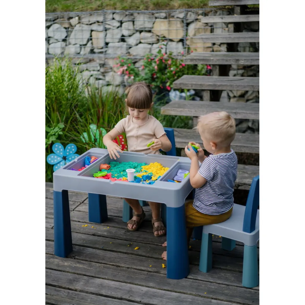 Teggi Turquoise/Navy/Grey Multifun 3-in-1 Tafel met Twee Stoeltjes Best