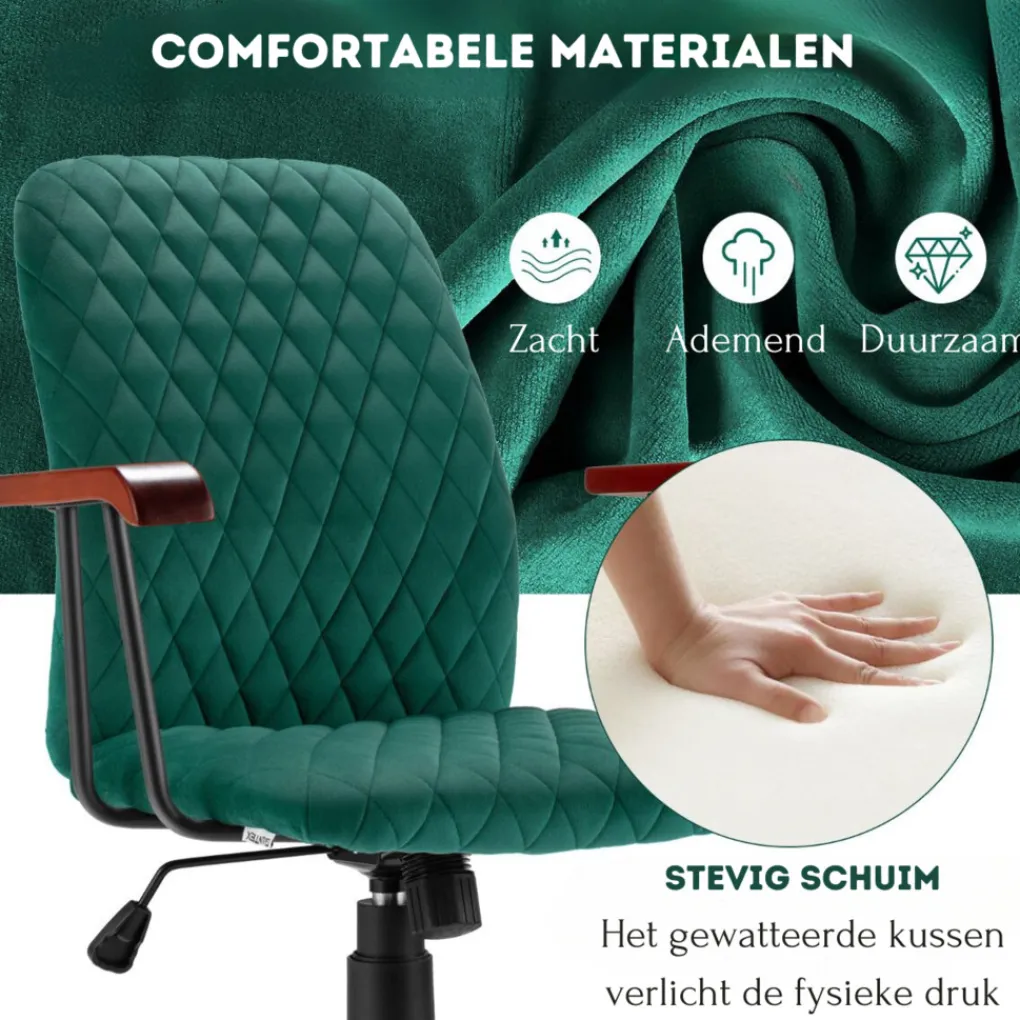 Trendmix Fluwelen Vintage Bureaustoel Met Kantelbare Rugleuning Best