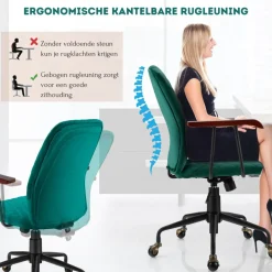 Trendmix Fluwelen Vintage Bureaustoel Met Kantelbare Rugleuning Best