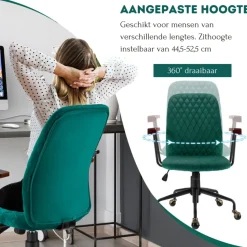 Trendmix Fluwelen Vintage Bureaustoel Met Kantelbare Rugleuning Best