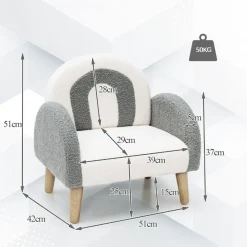 Trendmix Kinder Fauteuil Teddy Stof Regenboog Lounge Stoel Hot