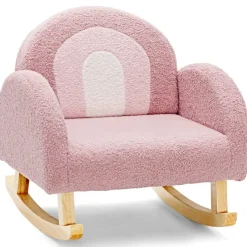 Trendmix Schommelstoel Kinderen Teddy Stof Regenboog Schommelzitje New