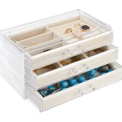 UNIQ Acryl Sieradendoos met 3 Laden, Organizer Transparant Online