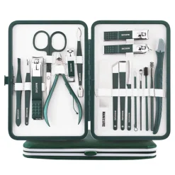 UNIQ 18‑in‑1 Manicure & Pedicure Set – Donkergroen Etui