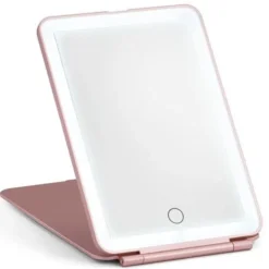 UNIQ Opvouwbare LED Make‑upspiegel (USB oplaadbaar) – Reisspiegel met 3 Lichtstanden, Roze Sale