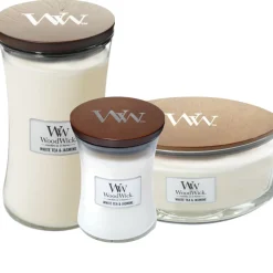 Woodwick geurkaarsen White Tea & Jasmine Clearance